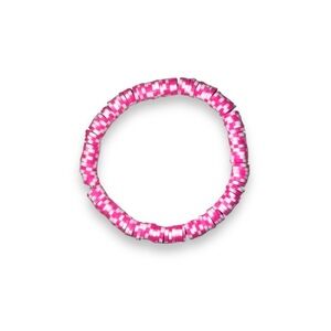3 FOR $20 HANDCRAFTED Pink & White Clay Beaded Bracelet